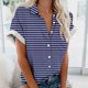thumbnail image 4 of Mujeres Pantalones Cortos Impresos Manga Corta con Cuello en V Blusa Superior, Casual Y Elegante Corto para las Mujeres Verano Casual, 4 of 5