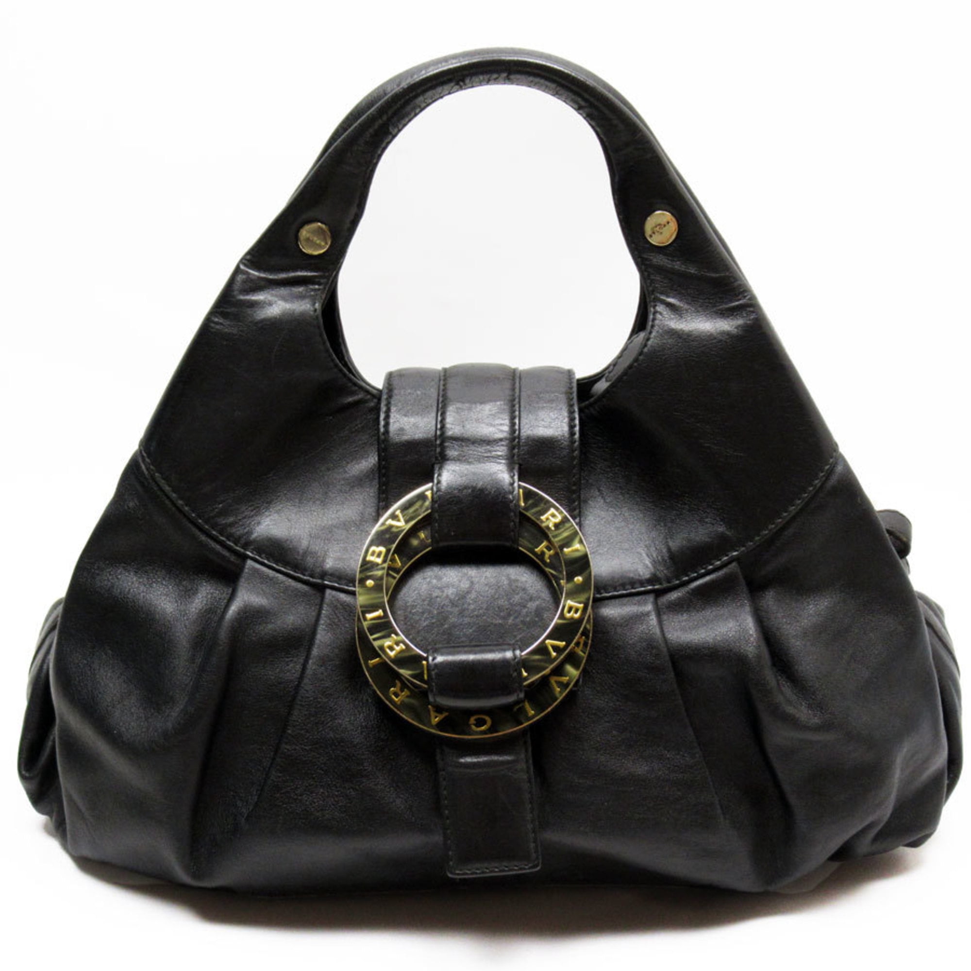 Pre-Owned BVLGARI handbag leather black ladies t18759j (Good)