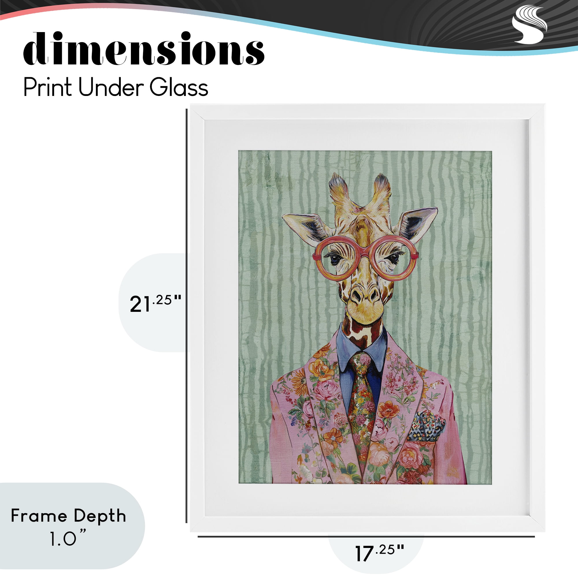 Stupell Industries Tall Stylish Giraffe White Framed Print Under Glass, design by Svetlana Aleynikova