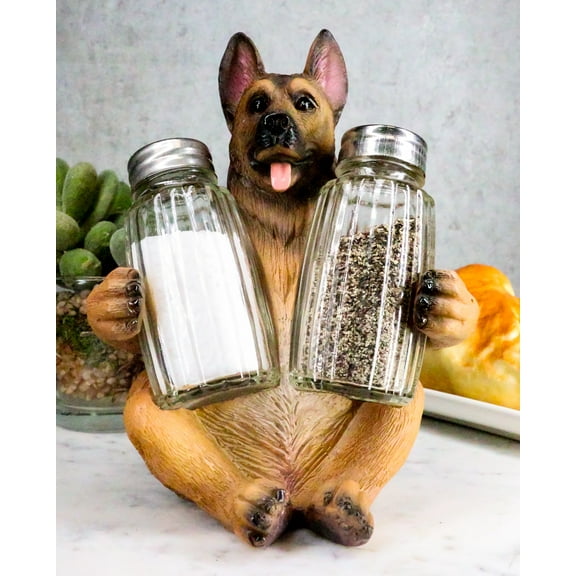 Ebros German Shepherd Police Canine Unit Dog Salt and Pepper Shaker Statue 6"H