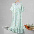 thumbnail image 4 of MAOWAPLG Longues Chemises de Nuit pour Femmes Femmes Été Confort Mode Imprimé Col Rond Manches Courtes Longues Chemises de Nuit, 4 of 9