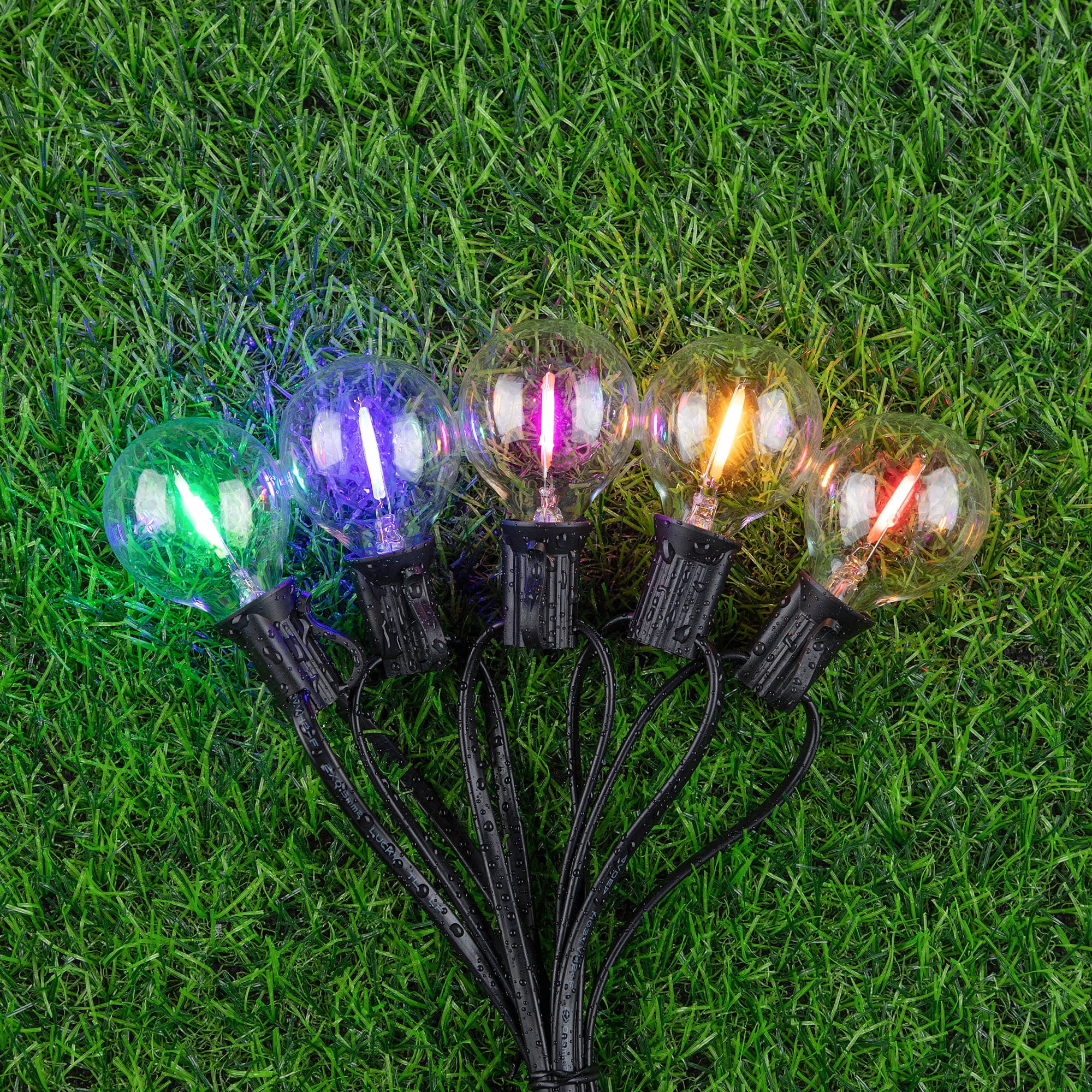 G40 LED Outdoor String Lights, 65Ft Globe Multicolor Christmas Decorations String Light with 50 Colored Filament LED Bulbs, Hanging Outdoor Patio Lights for Outside Backyard Porch Party