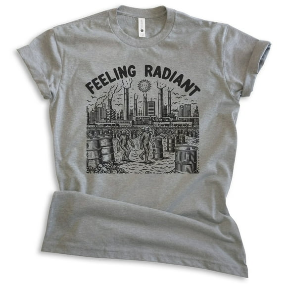 Feeling Radiant T-shirt, Unisex Women's Men's Shirt, Apocalypse Nuclear Fallout Science Fiction Mutant, Dark Heather Gray, Medium