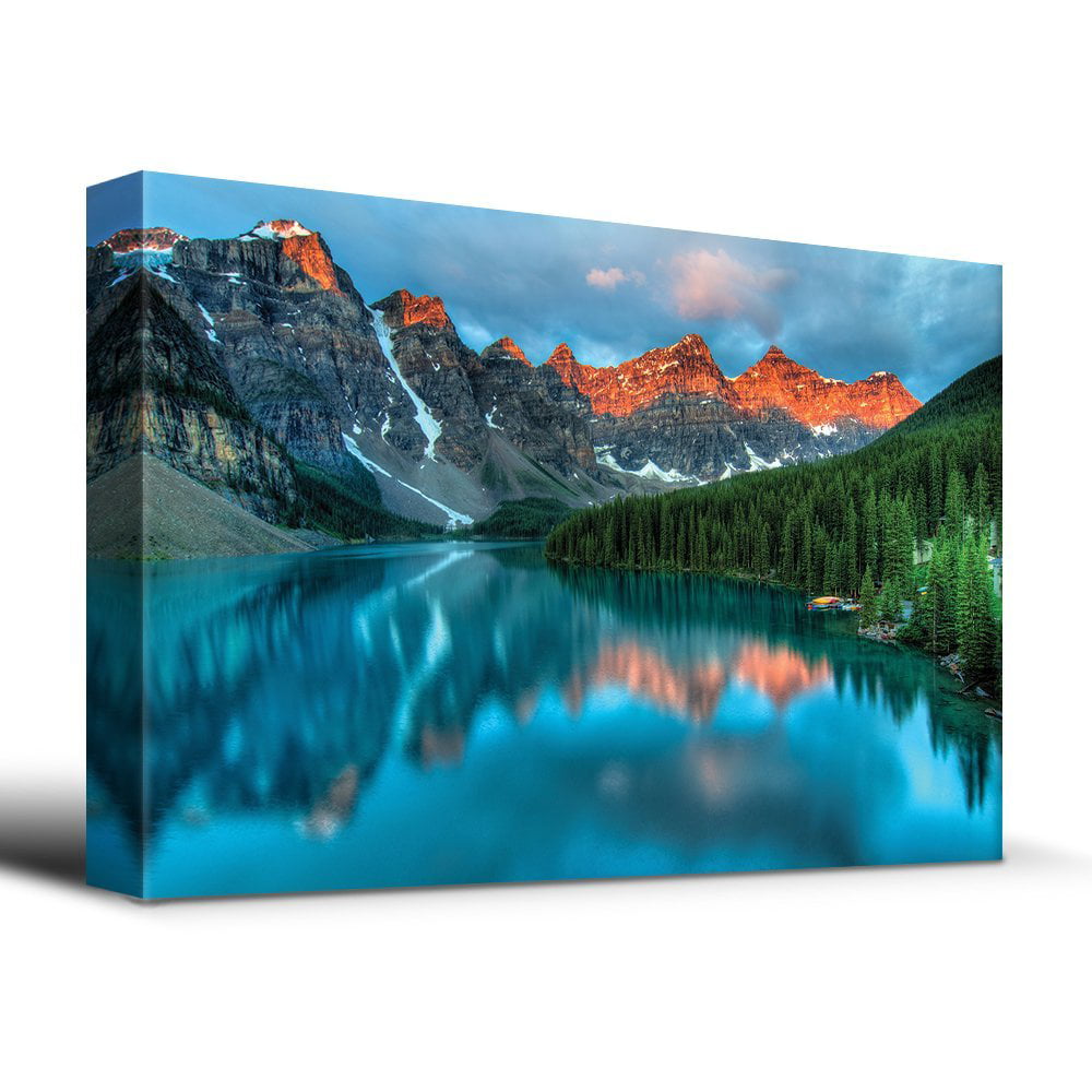 wall26 - Tranquil Mountain Lake - Canvas Art Home Decor - 12x18 inches ...
