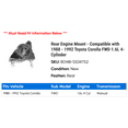 thumbnail image 2 of Rear Engine Mount - Compatible with 1988 - 1992 Toyota Corolla FWD 1.6L 4-Cylinder 1989 1990 1991, 2 of 2