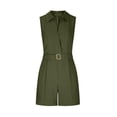 thumbnail image 5 of Dianli Lapel Romper Jumpsuit Belted Lapel V Neck Plunging Jumpsuit With Pockets Adjustable Waist Tie Short Overalls Day To Night Casual Work To Weekend Romper Jumpsuit Lapel Romper, 5 of 8