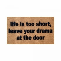 DERONA 16X24 Inch Coir Mat Thin Rubber Front Door Mat Outside Entrance Door Rug Indoor Funny Welcome Mats Outdoor Front Doormat for Outside Patio Floor Entry Porch Garage Office, Life Is Too Short