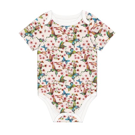 

Matuu Floral With Butterflies for Baby Short-Sleeve Bodysuit Soft Cotton Comfortable and Breathable Perfect for Newborns and Infants