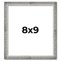 8x9 Frame Silver Grey Distressed Solid Wood Picture Frame | 0.75 Inch Moulding Width | Interior