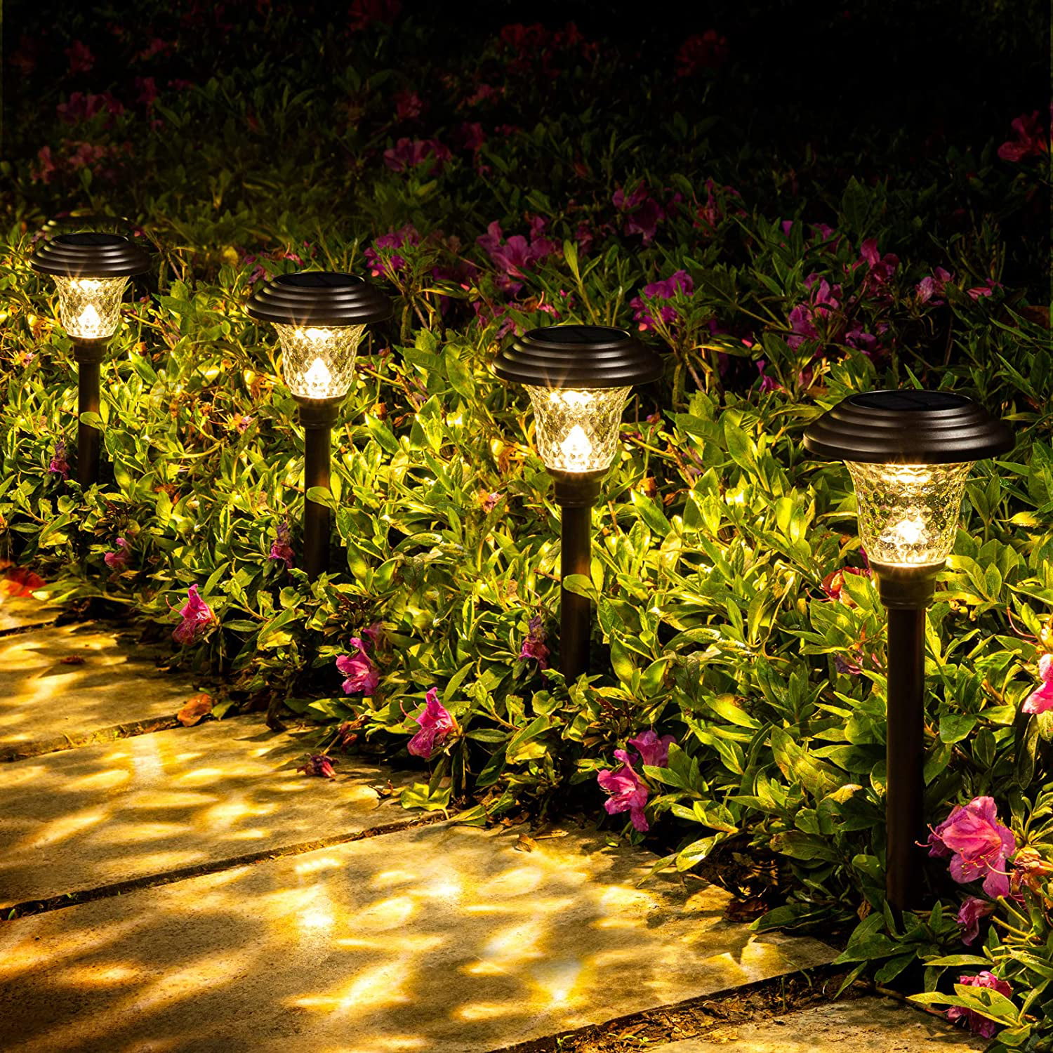 Details about  / 8 Pack Solar Pathway Lights Outdoor Garden LED Bollard Pillar Light Garden Edge