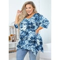 thumbnail image 2 of SHOWMALL Plus Size Clothes for Women 3/4 Sleeve Blouse Tie-Dyeing Blue 4X Swing Top Maternity Clothing Crewneck Loose Shirt for Leggings, 2 of 6