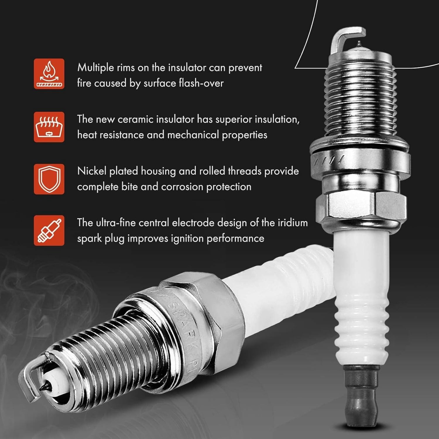 A-Premium Ignition Coils and Spark Plugs Kits Compatible with Dodge Dart 2013-2016 & Fiat 500 2012-2017, 1.4L, Replaces# 68081914AA, SIKR9A7 4-PC Set