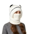 thumbnail image 4 of Uandlove Fleece Lined Bear Ear Beanie - 2-in-1 Winter Face & Neck Covering, Warm Windproof Knit Hat for Adults, Soft Non-Scratchy Cold Weather Accessory (Neutral White), 4 of 8