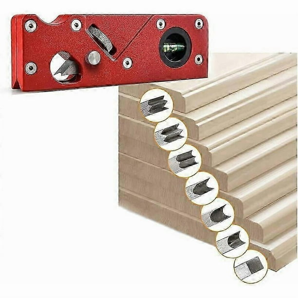 Woodworking Angle Planer, Manual 45 Degree Bevel, Carpentry Edge Corner Flattening Tool, for Chamfering and Cutting Wood, DIY Tool- Red + 7PCS Cutter