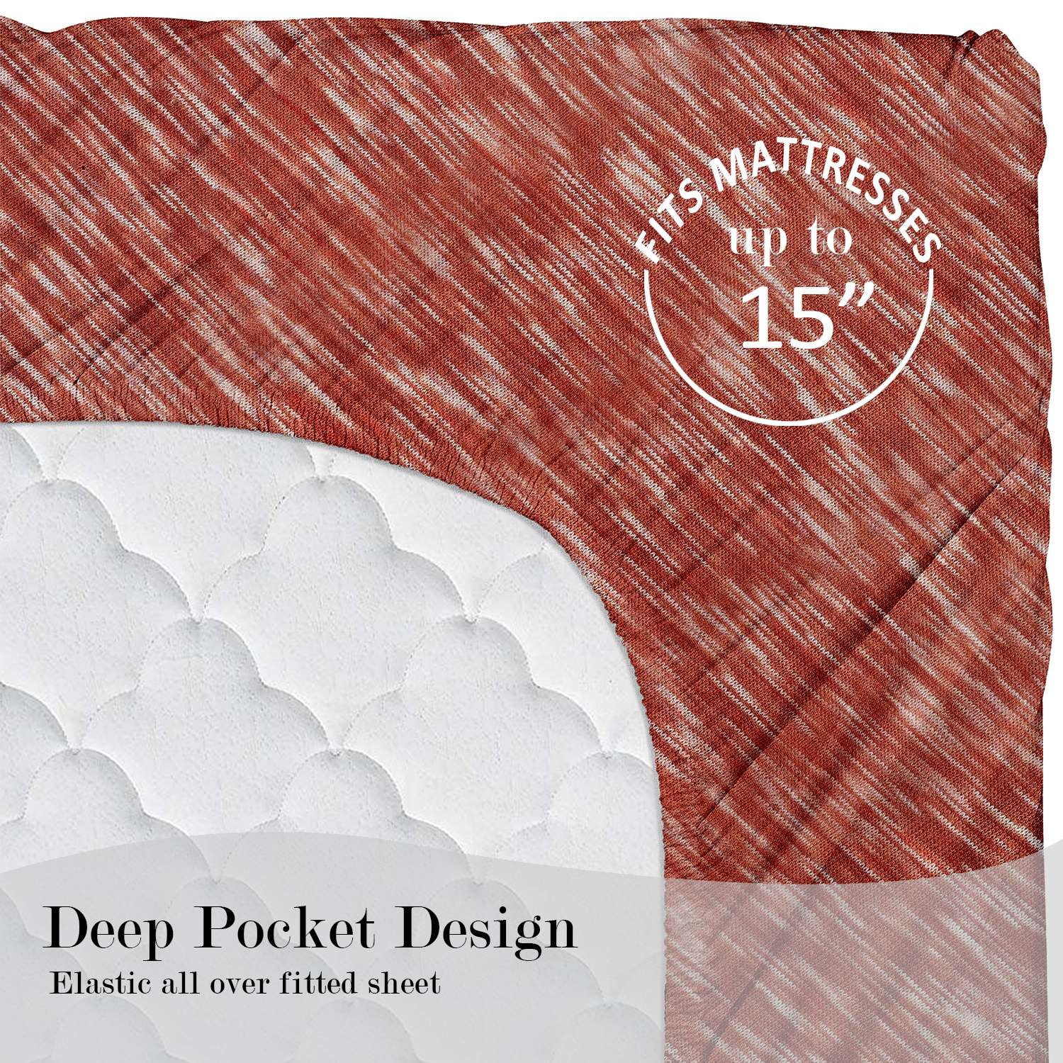 Mainstays 100% Cotton Extra Soft Jersey Bed Sheet Set, Twin-XL, Red Canyon Crackle, 3 Pieces
