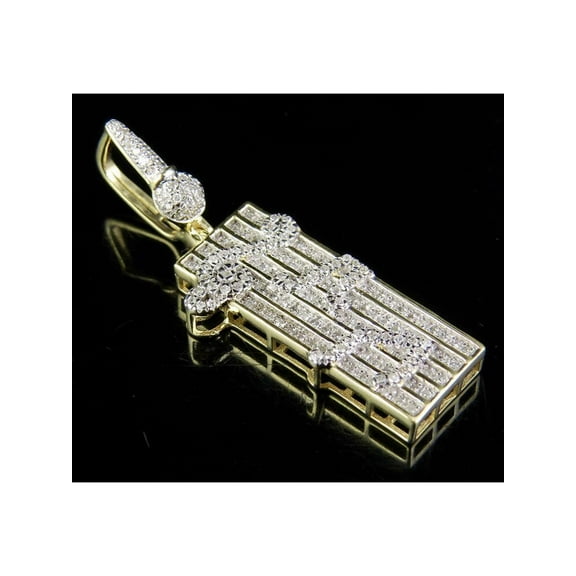 10K Yellow Gold Musical Note Diamond Pendant 0.40 Ct. 1.5"