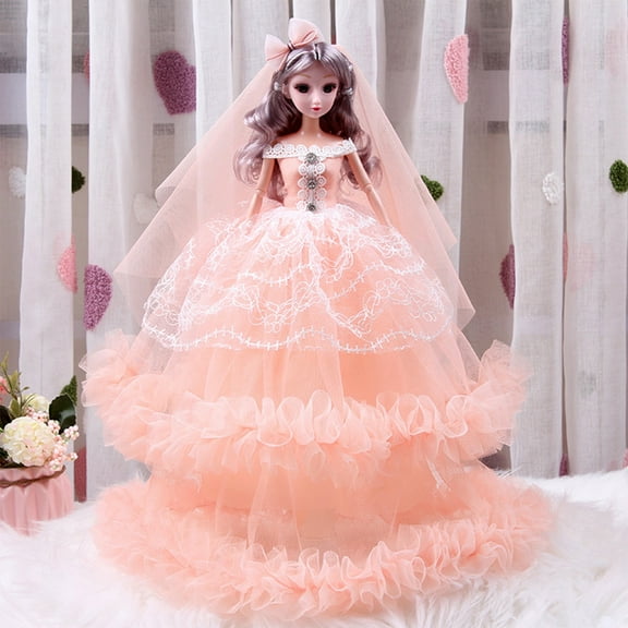 Gqtwoy Wedding Dress Princess Doll, Movable Joints Bridal Doll, Modern Style Plastic Doll, Exquisite Family Ornament, Holiday/Birthday Gift Doll, Foldable Gift Box Included Doll
