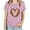 Pink, variant on JTZGDY Baseball Heart Shirts for Women Funny Printed Summer Short Sleeve Crewneck Graphic T-Shirts Loose Lightweight Casual Tunic Blouse Army Green S