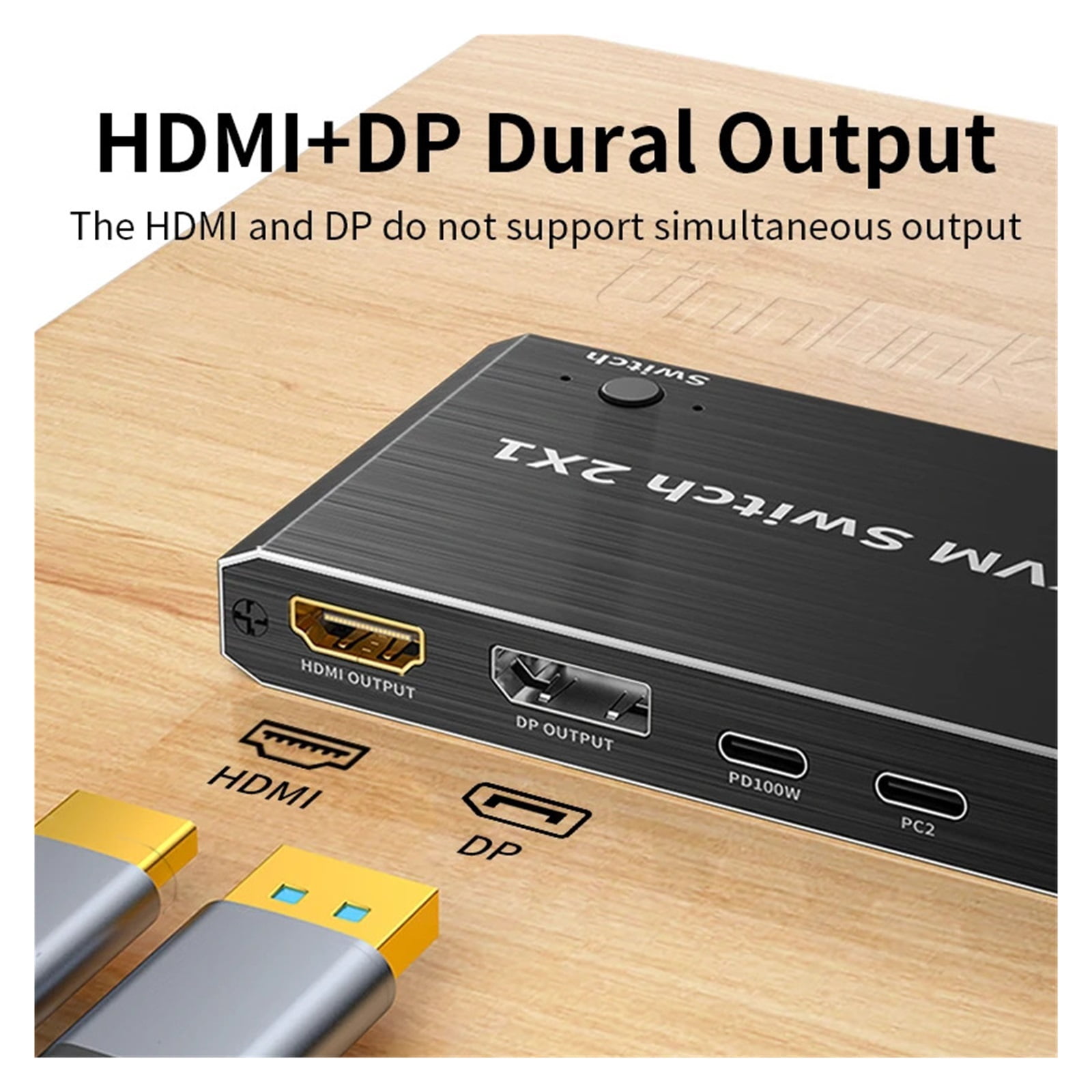 8K 60Hz USB Type C KVM Switch 2x1 4K 120Hz Thunderbolt 3/4 Video Switcher For 2 Laptop Connect To 1 DP Or Monitor