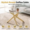 thumbnail image 3 of Giantex Glass Coffee Table, Round Clear Center Table, Modern Accent Cocktail Table for Home, Gold, 3 of 10