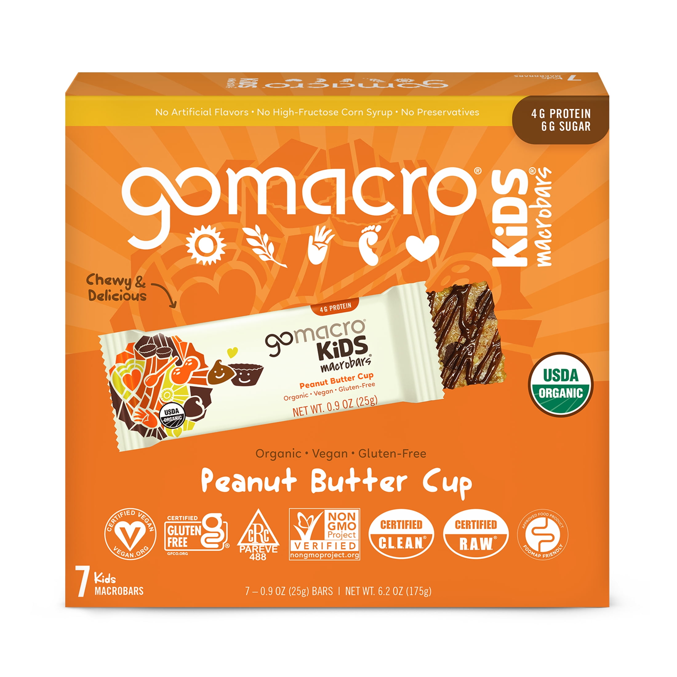 Photo 1 of 8 boxwes of GoMacro Kids MacroBar, Peanut Butter Cup, 
Organic Vegan Snack Bars, 56 ct 