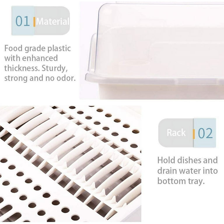 Kitchen Drain Board With Lid Cover Cutlery Dish Drainer Dustproof Cover  Drying Rack For Kitchen Use, Large Capacity Dish Drying Rack Organizer