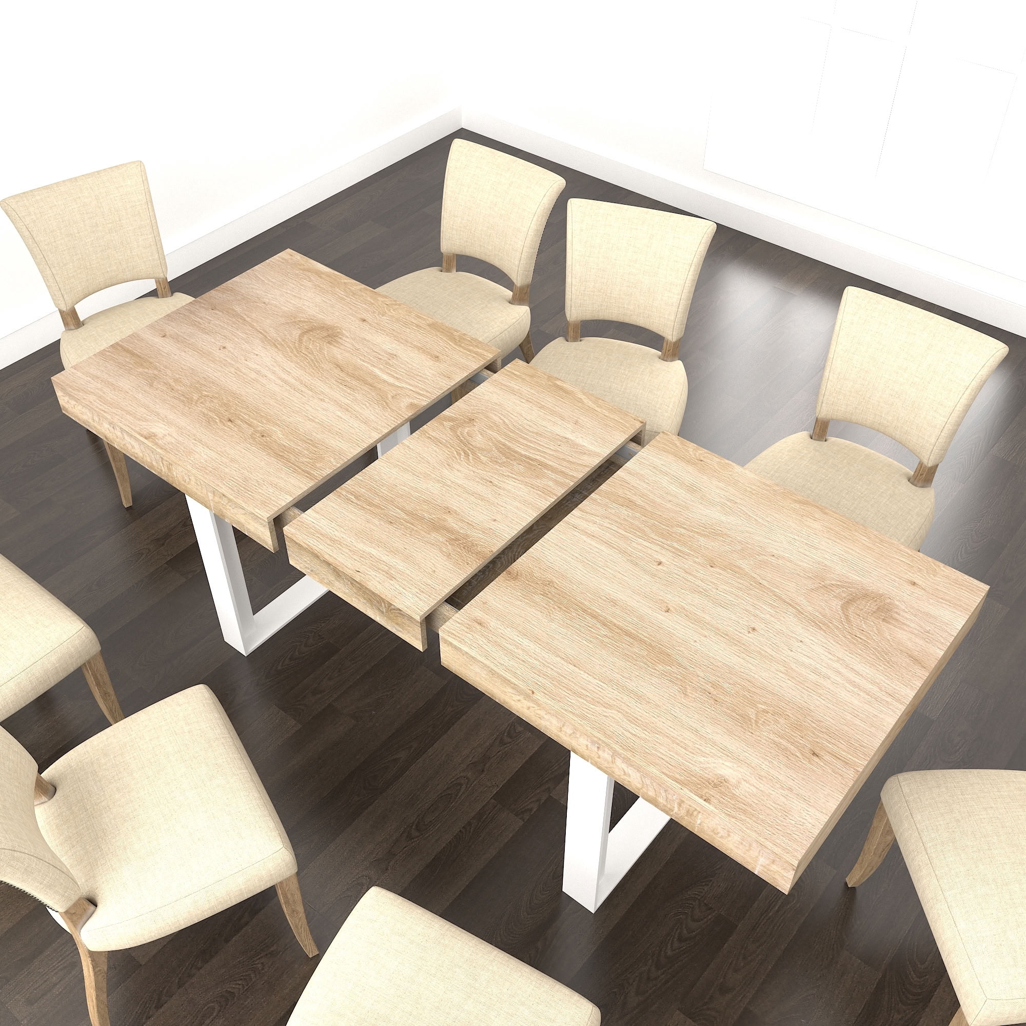 MAYEERTY Extendable Rectangular Dining Table for 6-10 People, Expandable Wood Kitchen Table with Hidden Storage Extension Leaf, for Home Apartment
