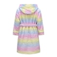 thumbnail image 2 of Kids Hooded Fleece Robe for Girls Soft Plush Bathrobe Warm Flannel Sleepwear with Belt Pockets Cute Cozy Housecoat for Toddler and Big Girls, 2 of 7