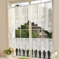 thumbnail image 3 of Two Piece Lace Half Curtain Set for Kitchen Bathroom Window, Light Filtering Short Valance Curtain with Rod Pocket, Decorative Window Treatment for Living Room Bedroom Doorway, 3 of 6