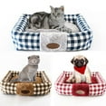 thumbnail image 2 of 1 Set Pet Bed Plaid Design Comfortable Warm Cat Dog Winter Sleeping Bed Dog Supplies, 2 of 7