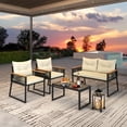 thumbnail image 2 of Costway 4 PCS Patio Furniture Set with Tempered Glass Coffee Table PE Wicker Rattan Chairs, 2 of 10