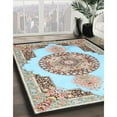 thumbnail image 3 of Ahgly Company Machine Washable Indoor Rectangle Traditional Light Steel Blue Area Rugs, 2' x 5', 3 of 7