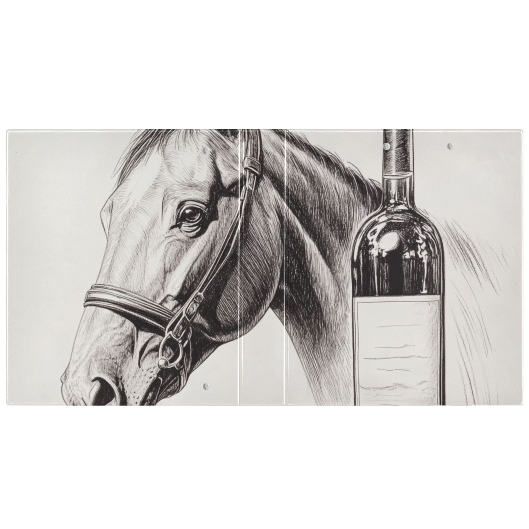 Horse Head Wine 3 Ring Binders 1.5 inch Hardcover File Folders with Interior Pockets A4 Size Organizer for School Office Hospital
