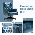 thumbnail image 3 of Homhum Classic Boss Office Chair, High Back Faux Leather Swivel Desk Chair, Adult, Dark Blue, 3 of 7