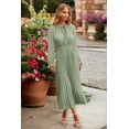 thumbnail image 2 of Vestido PRETTYGARDEN Midi Plisado Manga Larga Cuello en V Verde S, 2 of 8
