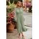thumbnail image 2 of Vestido PRETTYGARDEN Midi Plisado Manga Larga Cuello en V Verde S, 2 of 8