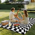thumbnail image 4 of Black White Plaid Outdoor Rug for Patio/Deck/Porch, Non-Slip Large Area Rug 4 x 6 Ft, Modern Abstract Checkered Striped Indoor Outdoor Rugs Washable Area Rugs, Reversible Camping Rug Carpet Runner, 4 of 8