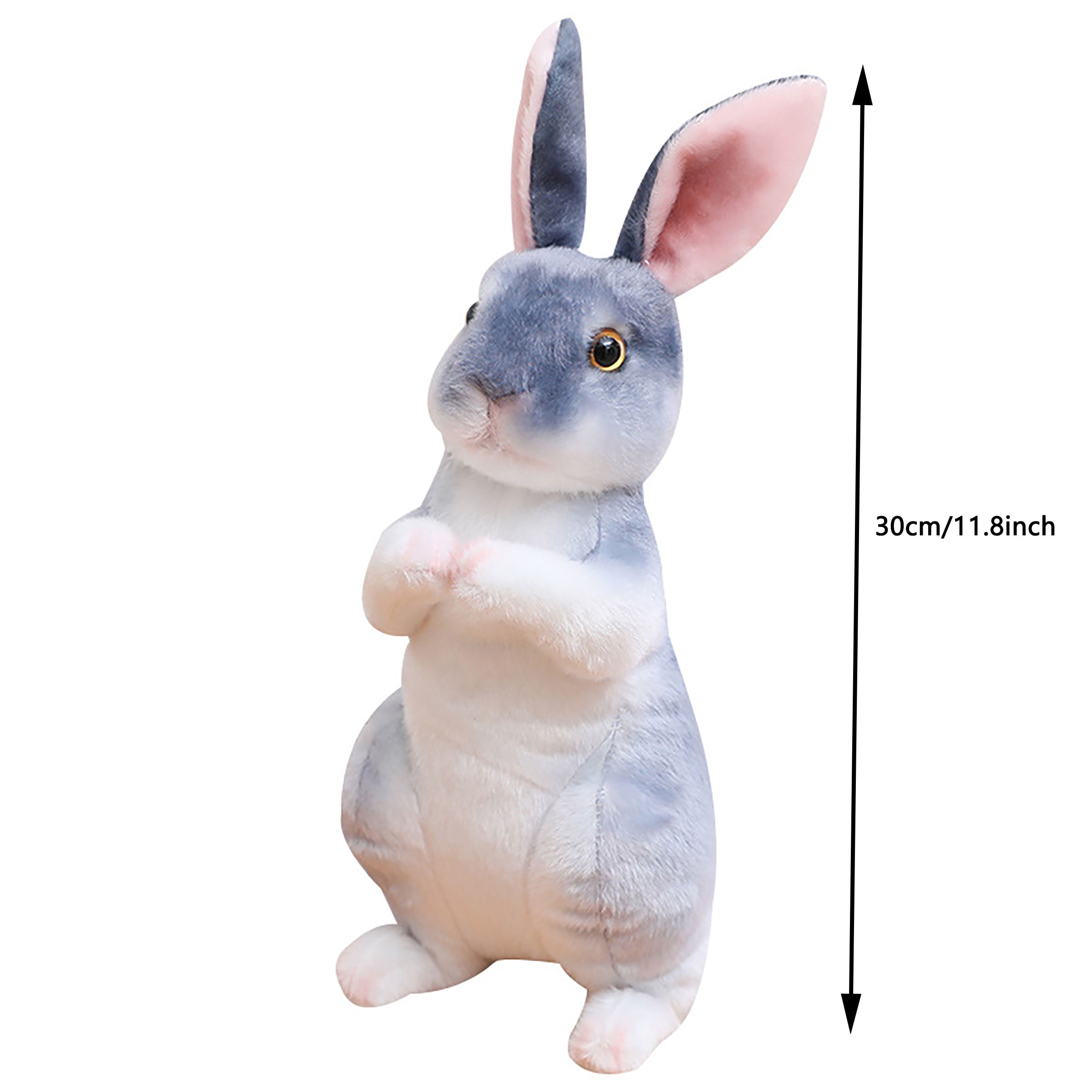 1Pcs Bunny Gift Stuffed Animal Realistic Rabbit Plush Toy 11.8 inch，Black Flower Rabbit Sitting Style