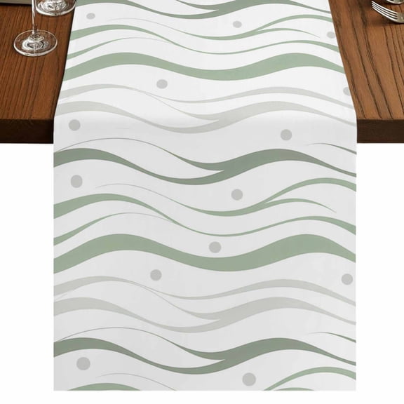 Table Runners 60 Inches Long Dress Scarves, Sage Green Stripes Farmhouse Kitchen/Dining Table Runner, Small Coffee Tablerunners, Modern Simple Gradient Waves Lines 13x60 Inch