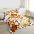 thumbnail image 3 of Homewish Lovely Daisy Flower Queen Comforter Set,Cartoon Floral Butterfly Bedding Sets,Beige Orange Bedding Comforter Set For Girl,Microfiber Bedroom Decor Reversible,3 Pieces, 3 of 8