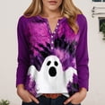 thumbnail image 2 of Godom Women's Halloween Pumpkin T-Shirt Funny Long Sleeve Pullover Tops for Ladies, 2 of 7