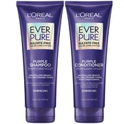 L'Oreal Paris EverPure Color Protection Purple Shampoo & Conditioner Full Size Set with Hibiscus - 2 Piece