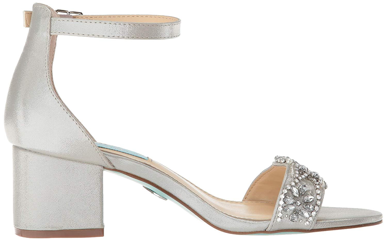 Blue by betsey johnson mel bejeweled satin block heel dress sales sandals