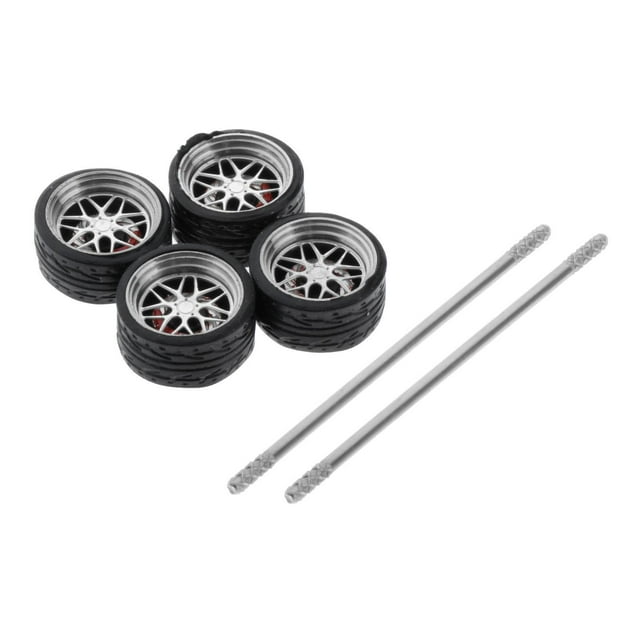 HILABEE 4 Pcs/Ensemble 1/64 Modèle de Voiture Tout-Terrain Roue et Pneus Pièces de Rechange pour Hotwheels E3
