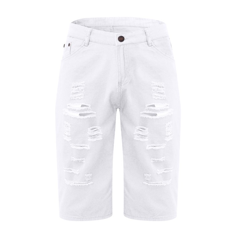 Corashan Mens Jeans Men's Summer Casual Bright Shorts Ripped Dirty Washed  Fashion Denim Shorts Mens Shorts