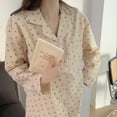 thumbnail image 1 of Pyjama en Coton Coréen pour Femmes Été Mignon à Imprimé Cœur Pyjamas à Manches Longues Pijama Ensemble Féminin Déshabillé Cardigan Ensemble, 1 of 1