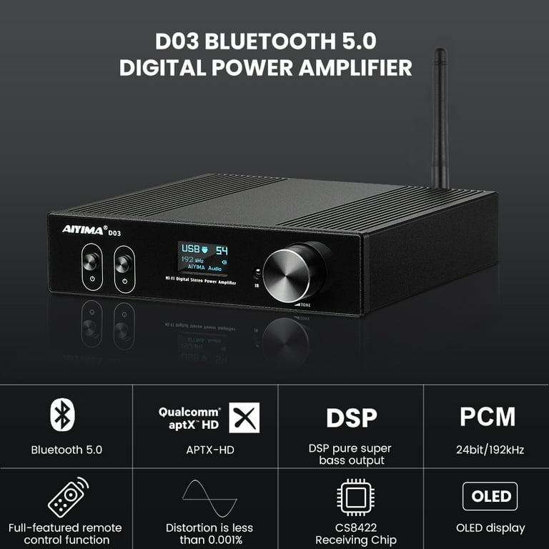 AIYIMA D03 Bluetooth Amplifier 150Wx2 Stereo HiFi Sound