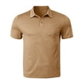thumbnail image 4 of BinBiL Golf Shirts for Men with Pocket Short Sleeve Collared Golf Shirts Quick Dry Athletic Summer Khaki L(L), 4 of 5