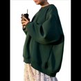thumbnail image 2 of Sudadera de Mujer con Cuello Redondo de Gran Tamaño Y2K, Suéter de Moda de Otoño e Invierno, Jersey. Verde Oscuro S, 2 of 8