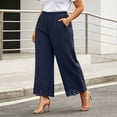 thumbnail image 5 of Pants for Women Plus Size Wide Leg Loose Fit Lightweight Elastic Waisted Pants with Pockets XL-5XL, 5 of 7